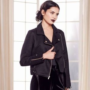 Lauren Conrad Faux Suede Moto Jacket (Black)